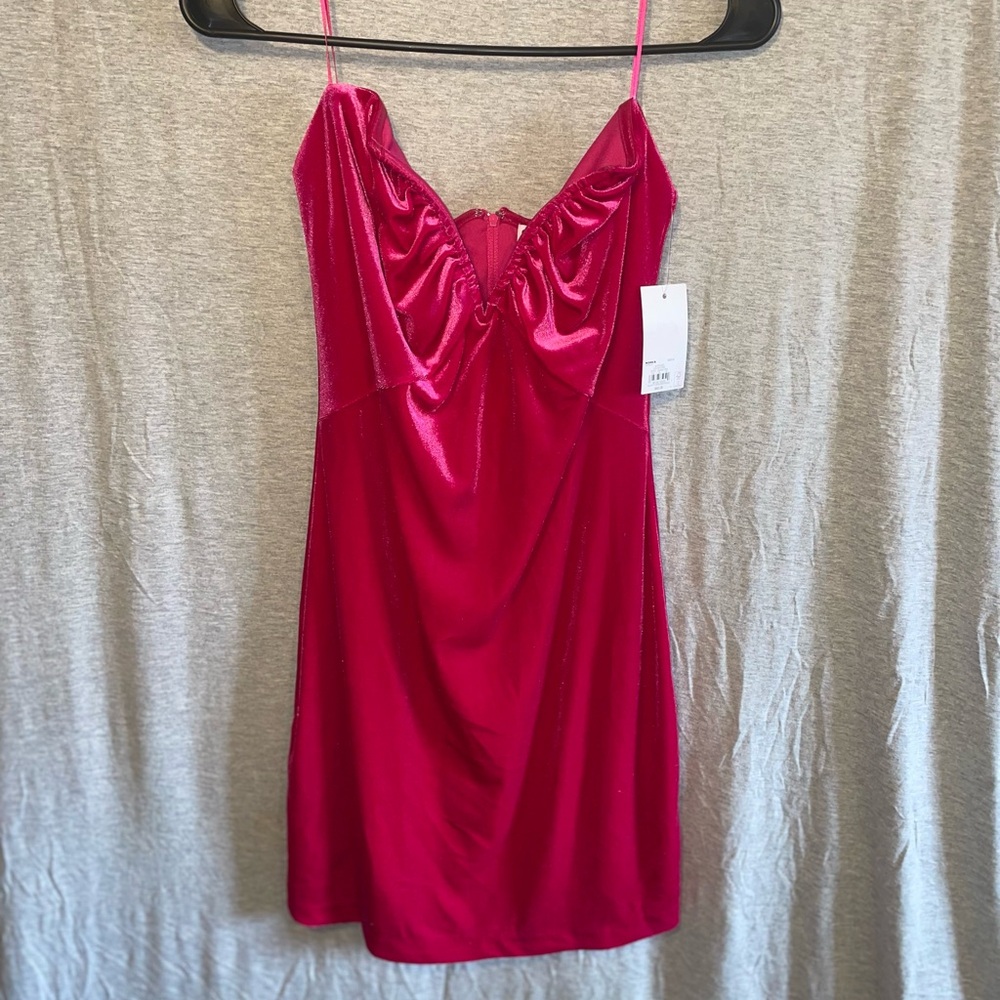 Hot Pink Strapless Short Dress